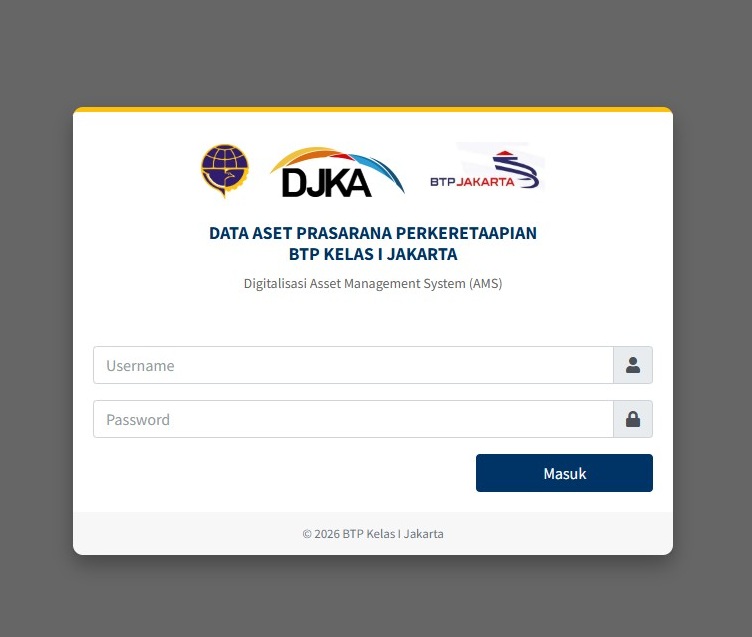 Pembuatan Website Data Aset Perkeretaapian BTP I Jakarta